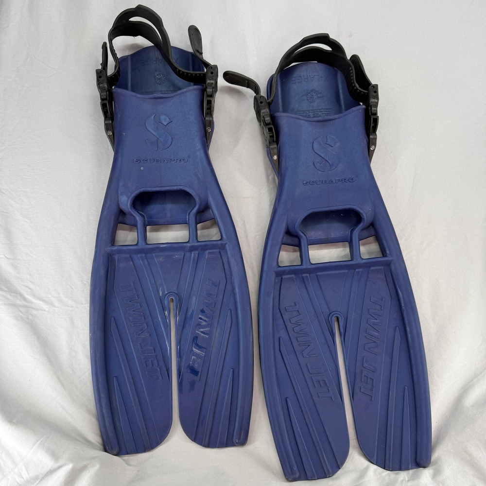 Scubapro Twin Jet Blue Split Fins Open Heel Scuba Diving XL Made in USA